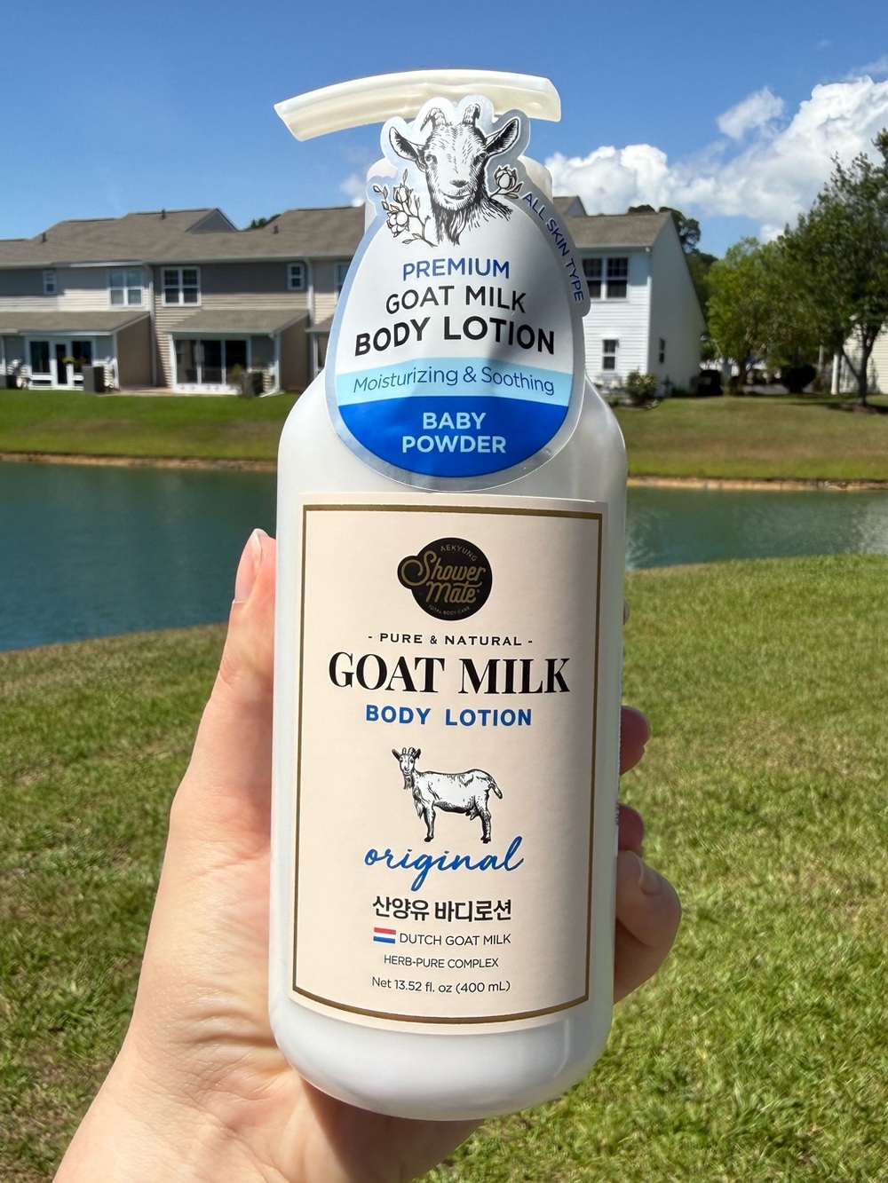 Shower Mate Goat Milk Body Lotion Baby Powder Moisturizing 13.52oz new